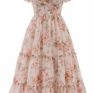 Elegant Fit Rosalie Floral Tiered Midi Dress